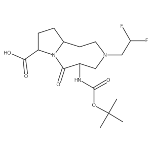 (5S,8S,10AR)-5-((tert-butoxycarbonyl)amino)-3-(2,2-difluoroethyl)-6-oxodecahydropyrrolo[1,2-a][1,5]diazocine-8-carboxylic acid Structure