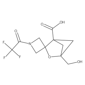 4'-(Hydroxymethyl)-1-(2,2,2-trifluoroacetyl)-3'-oxaspiro[azetidine-3,2'-bicyclo[2.1.1]hexane]-1'-carboxylic acid Structure