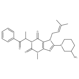 8-(3-Amino-1-piperidinyl)-3,7-dihydro-3-methyl-7-(3-methyl-2-buten-1-yl)-1-(1-methyl-2-oxo-2-phenylethyl)-1H-purine-2,6-dione结构式