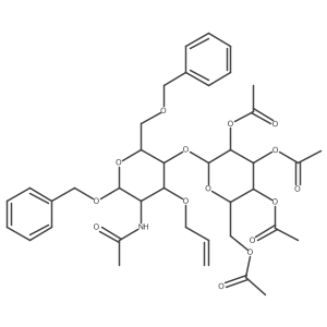 (2S,3R,4S,5S,6R)-2-(((2R,3S,4R,5R,6S)-5-Acetamido-4-(allyloxy)-6-(benzyloxy)-2-((benzyloxy)methyl)tetrahydro-2H-pyran-3-yl)oxy)-6-(acetoxymethyl)tetrahydro-2H-pyran-3,4,5-triyl triacetate Structure