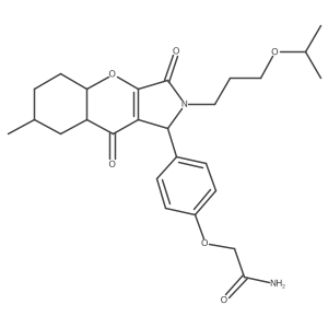 2-[4-[7-methyl-3,9-dioxo-2-(3-propan-2-yloxypropyl)-4a,5,6,7,8,8a-hexahydro-1H-chromeno[2,3-c]pyrrol-1-yl]phenoxy]acetamide Structure