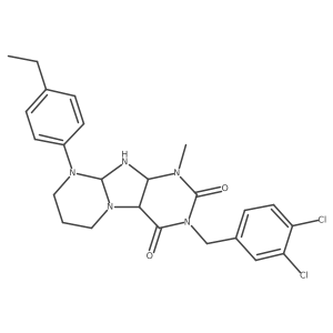 3-[(3,4-dichlorophenyl)methyl]-9-(4-ethylphenyl)-1-methyl-6,7,8,9a,10,10a-hexahydro-4aH-purino[7,8-a]pyrimidine-2,4-dione结构式