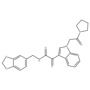 N-(benzo[d][1,3]dioxol-5-ylmethyl)-2-oxo-2-(1-(2-oxo-2-(pyrrolidin-1-yl)ethyl)-1H-indol-3-yl)acetamide Structure