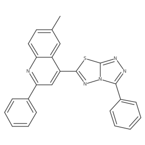 6-Methyl-2-phenyl-4-(3-phenyl[1,2,4]triazolo[3,4-b][1,3,4]thiadiazol-6-yl)quinoline结构式