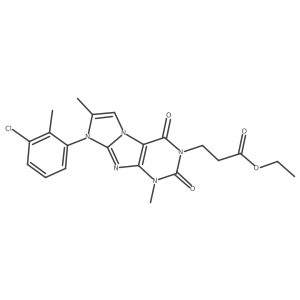 ethyl 3-(8-(3-chloro-2-methylphenyl)-1,7-dimethyl-2,4-dioxo-1H-imidazo[2,1-f]purin-3(2H,4H,8H)-yl)propanoate结构式