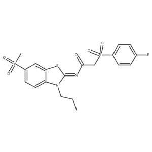 2-(4-fluorobenzenesulfonyl)-N-[(2Z)-6-methanesulfonyl-3-propyl-2,3-dihydro-1,3-benzothiazol-2-ylidene]acetamide结构式