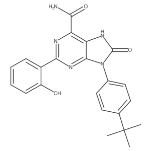 9-(4-(tert-butyl)phenyl)-2-(2-hydroxyphenyl)-8-oxo-8,9-dihydro-7H-purine-6-carboxamide Structure
