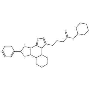 N-cyclohexyl-4-(9-phenyl-2,4,5,7,8,10-hexazatetracyclo[10.4.0.02,6.07,11]hexadeca-3,5-dien-3-yl)butanamide Structure