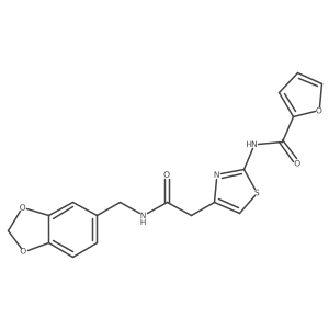 N-[4-({[(2H-1,3-benzodioxol-5-yl)methyl]carbamoyl}methyl)-1,3-thiazol-2-yl]furan-2-carboxamide结构式