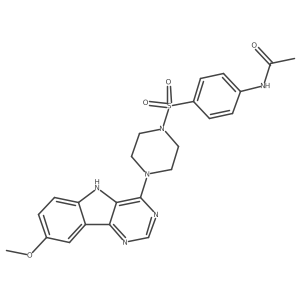 N-(4-{[4-(8-methoxy-5H-pyrimido[5,4-b]indol-4-yl)piperazin-1-yl]sulfonyl}phenyl)acetamide结构式