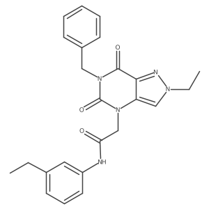 2-{6-benzyl-2-ethyl-5,7-dioxo-2H,4H,5H,6H,7H-pyrazolo[4,3-d]pyrimidin-4-yl}-N-(3-ethylphenyl)acetamide结构式