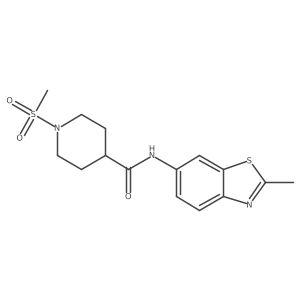 1-methanesulfonyl-N-(2-methyl-1,3-benzothiazol-6-yl)piperidine-4-carboxamide结构式