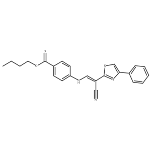 butyl 4-{[(1E)-2-cyano-2-(4-phenyl-1,3-thiazol-2-yl)eth-1-en-1-yl]amino}benzoate结构式