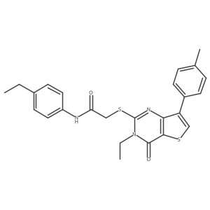 2-{[3-ethyl-7-(4-methylphenyl)-4-oxo-3H,4H-thieno[3,2-d]pyrimidin-2-yl]sulfanyl}-N-(4-ethylphenyl)acetamide结构式