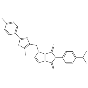 5-(4-isopropylphenyl)-1-((5-methyl-2-(p-tolyl)oxazol-4-yl)methyl)-1,6a-dihydropyrrolo[3,4-d][1,2,3]triazole-4,6(3aH,5H)-dione结构式