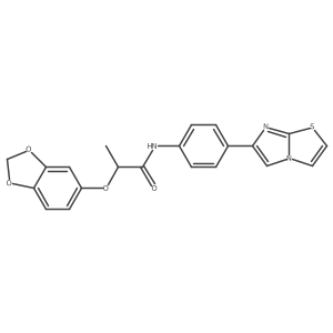2-(benzo[d][1,3]dioxol-5-yloxy)-N-(4-(imidazo[2,1-b]thiazol-6-yl)phenyl)propanamide结构式