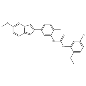 3-(5-Chloro-2-methoxyphenyl)-1-(2-fluoro-5-{6-methoxyimidazo[1,2-b]pyridazin-2-yl}phenyl)urea结构式
