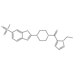 (1-ethyl-1H-pyrazol-5-yl)(4-(6-(methylsulfonyl)benzo[d]thiazol-2-yl)piperazin-1-yl)methanone结构式