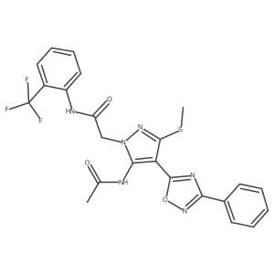2-[5-acetamido-3-(methylsulfanyl)-4-(3-phenyl-1,2,4-oxadiazol-5-yl)-1H-pyrazol-1-yl]-N-[2-(trifluoromethyl)phenyl]acetamide结构式
