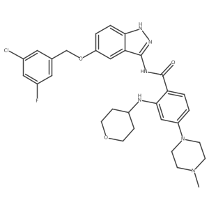 N-[5-[(3-chloro-5-fluorophenyl)methoxy]-1H-indazol-3-yl]-4-(4-methylpiperazin-1-yl)-2-(oxan-4-ylamino)benzamide Structure