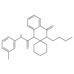 2'-(2-methoxyethyl)-N-(4-methylpyridin-2-yl)-1'-oxo-1',4'-dihydro-2'H-spiro[cyclohexane-1,3'-isoquinoline]-4'-carboxamide结构式