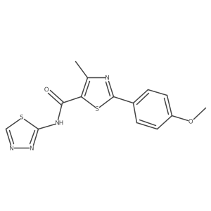 2-(4-methoxyphenyl)-4-methyl-N-[(2E)-1,3,4-thiadiazol-2(3H)-ylidene]-1,3-thiazole-5-carboxamide结构式