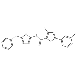 N-[(2E)-5-benzyl-1,3,4-thiadiazol-2(3H)-ylidene]-2-(3-fluorophenyl)-4-methyl-1,3-thiazole-5-carboxamide Structure