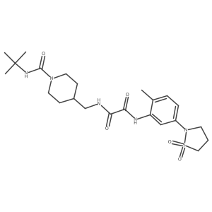 N1-((1-(tert-butylcarbamoyl)piperidin-4-yl)methyl)-N2-(5-(1,1-dioxidoisothiazolidin-2-yl)-2-methylphenyl)oxalamide Structure