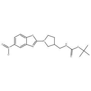 Tert-butyl ((1-(5-nitrobenzo[d]thiazol-2-yl)pyrrolidin-3-yl)methyl)carbamate结构式