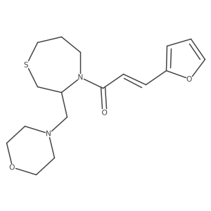 (E)-3-(furan-2-yl)-1-(3-(morpholinomethyl)-1,4-thiazepan-4-yl)prop-2-en-1-one结构式