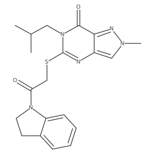 5-((2-(indolin-1-yl)-2-oxoethyl)thio)-6-isobutyl-2-methyl-2H-pyrazolo[4,3-d]pyrimidin-7(6H)-one Structure