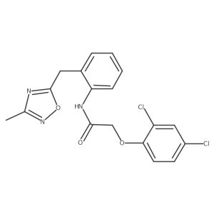 2-(2,4-dichlorophenoxy)-N-(2-((3-methyl-1,2,4-oxadiazol-5-yl)methyl)phenyl)acetamide结构式