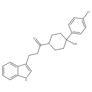 1-[4-(4-chlorophenyl)-4-hydroxypiperidin-1-yl]-3-(1H-indol-3-yl)propan-1-one结构式