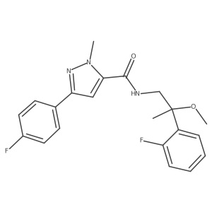 3-(4-fluorophenyl)-N-(2-(2-fluorophenyl)-2-methoxypropyl)-1-methyl-1H-pyrazole-5-carboxamide结构式