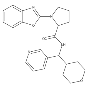1-(benzo[d]oxazol-2-yl)-N-(pyridin-3-yl(tetrahydro-2H-pyran-4-yl)methyl)pyrrolidine-2-carboxamide结构式