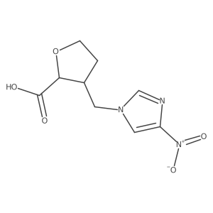 rac-(2R,3R)-3-[(4-nitro-1H-imidazol-1-yl)methyl]oxolane-2-carboxylic acid结构式