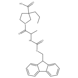 1-[(2R)-2-({[(9H-fluoren-9-yl)methoxy]carbonyl}amino)propanoyl]-3-propylpyrrolidine-3-carboxylic acid结构式