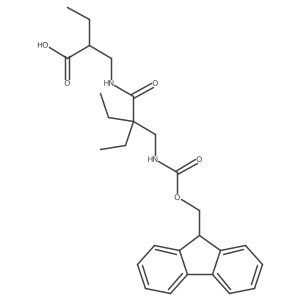 2-({2-ethyl-2-[({[(9H-fluoren-9-yl)methoxy]carbonyl}amino)methyl]butanamido}methyl)butanoic acid Structure
