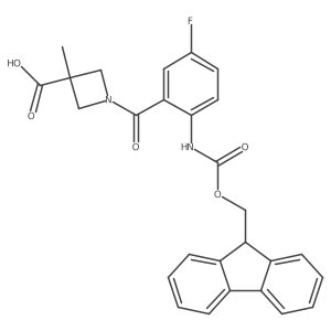 1-[2-({[(9H-fluoren-9-yl)methoxy]carbonyl}amino)-5-fluorobenzoyl]-3-methylazetidine-3-carboxylic acid Structure
