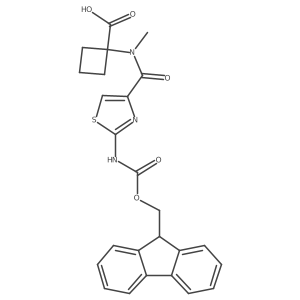 1-[N-methyl2-({[(9H-fluoren-9-yl)methoxy]carbonyl}amino)-1,3-thiazole-4-amido]cyclobutane-1-carboxylic acid Structure