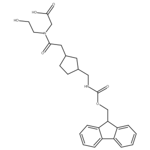 2-(2-{3-[({[(9H-fluoren-9-yl)methoxy]carbonyl}amino)methyl]cyclopentyl}-N-(2-hydroxyethyl)acetamido)acetic acid结构式