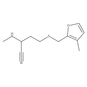2-(Methylamino)-4-{[(3-methylfuran-2-yl)methyl]sulfanyl}butanenitrile结构式