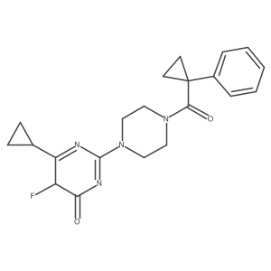6-cyclopropyl-5-fluoro-2-[4-(1-phenylcyclopropanecarbonyl)piperazin-1-yl]-5H-pyrimidin-4-one Structure