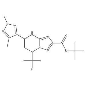 rac-tert-butyl (5R,7S)-5-(1,3-dimethyl-1H-pyrazol-4-yl)-7-(trifluoromethyl)-4H,5H,6H,7H-pyrazolo[1,5-a]pyrimidine-2-carboxylate Structure