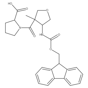 (2S)-1-[4-({[(9H-fluoren-9-yl)methoxy]carbonyl}amino)-3-methyloxolane-3-carbonyl]pyrrolidine-2-carboxylic acid Structure