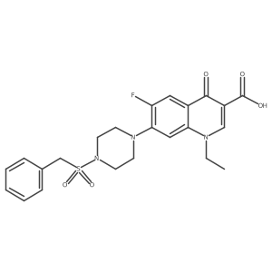 1-Ethyl-6-fluoro-4-oxo-7-(4-phenylmethanesulfonylpiperazin-1-yl)-1,4-dihydroquinoline-3-carboxylic acid结构式