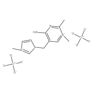4-Amino-1,2-dimethyl-5-[(1-methyl-1H-imidazol-3-ium-3-yl)methyl]pyrimidin-1-ium diperchlorate结构式
