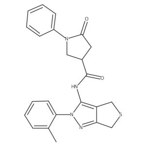 5-oxo-1-phenyl-N-(2-(o-tolyl)-4,6-dihydro-2H-thieno[3,4-c]pyrazol-3-yl)pyrrolidine-3-carboxamide结构式