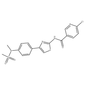6-chloro-N-{4-[4-(N-methylmethanesulfonamido)phenyl]-1,3-thiazol-2-yl}pyridine-3-carboxamide结构式