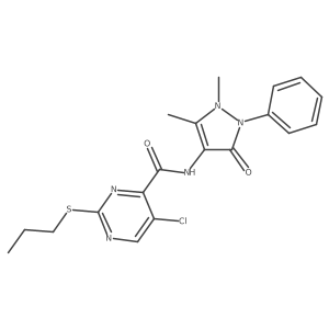 5-chloro-N-(1,5-dimethyl-3-oxo-2-phenyl-2,3-dihydro-1H-pyrazol-4-yl)-2-(propylsulfanyl)pyrimidine-4-carboxamide Structure